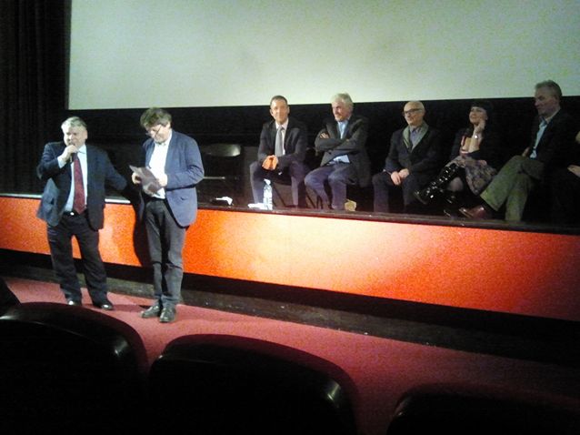 Zbigniew Janas s předsedou Senátu Bogdanem Borusewiczem a panel diskutujících