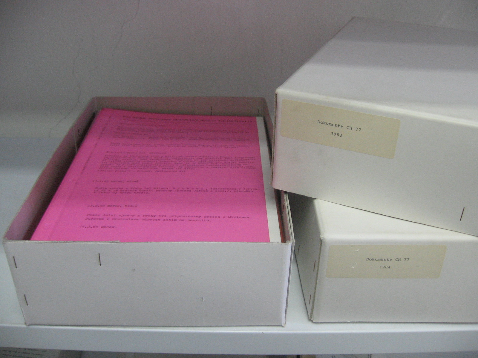 Sbírka Charta 77 - původní archivní uložení
